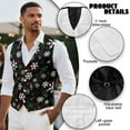 thumbnail image 6 of Yuyamidu Colorful Snowflake Men's Formal Suit Vest Fit for Business or Casual Dress Size 4XL Slim Fit Waistcoat with Pockets Music Note Daily Wear Clothing, 6 of 7