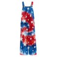thumbnail image 5 of JULMCOMO 4th of July Jumpsuits for Women USA Flag Cotton Linen Red White Blue Overalls 250th Year Sleeveless Button Straps 1776 Jumpsuits with Pockets Wine L, 5 of 6