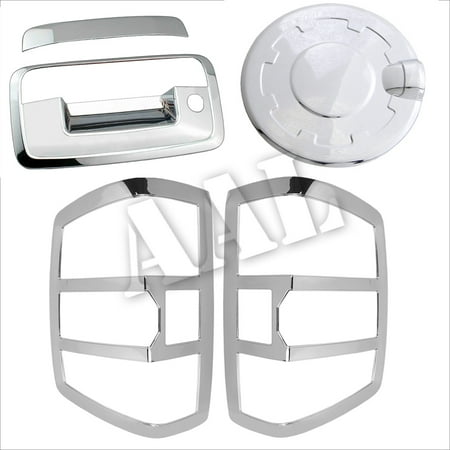 Tail Cap Switch Combo - AAL Premium Chrome Cover Combo For 2014 2015 2016 CHEVROLET SILVERADO Tailgate Trunk Handle Without Cam + Tail Light + Gas Fuel Door Cover Cap