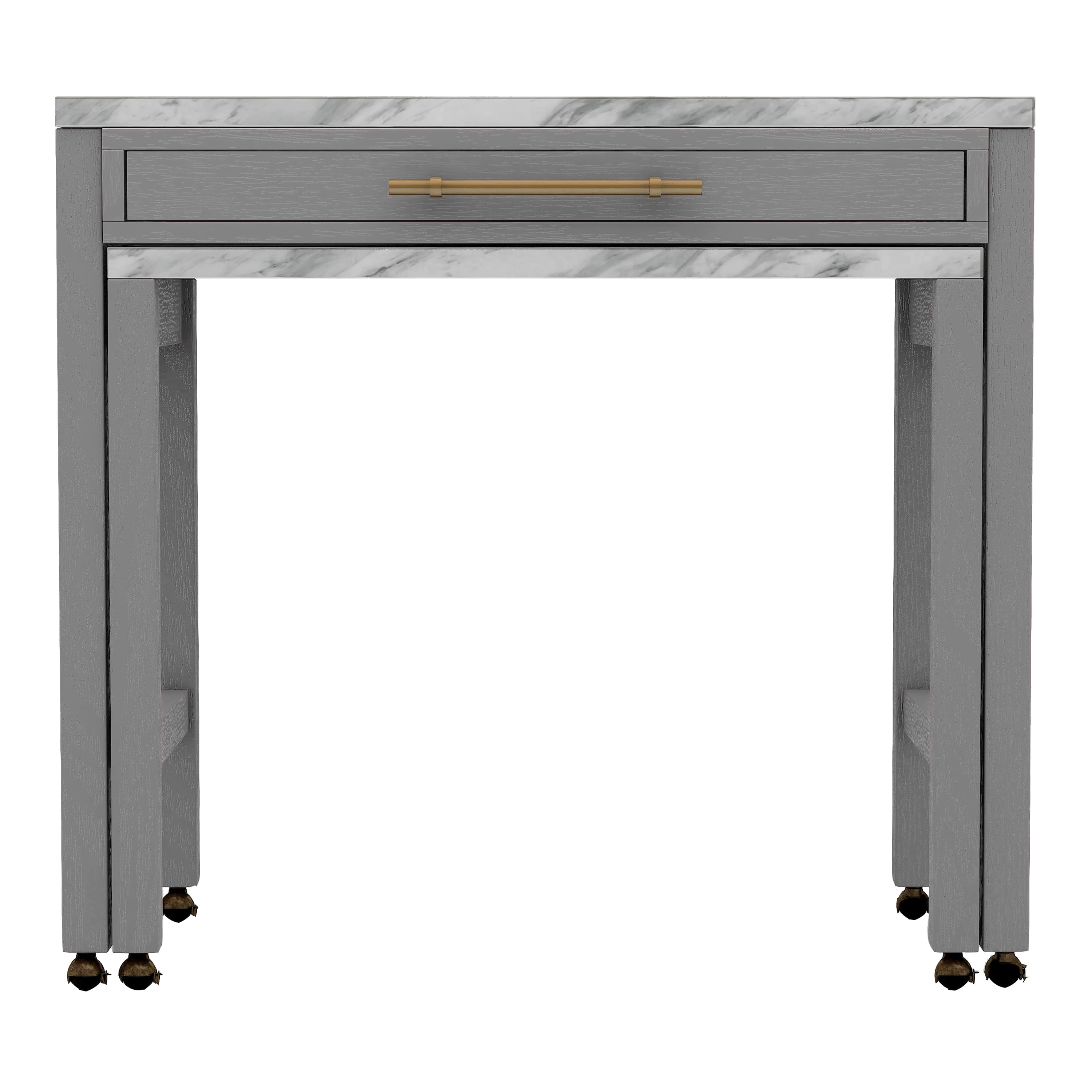 Furniture of America Clara 1-Drawer Wood Light Gray Nested Counter Height Dining Table with Wheels