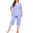 thumbnail image 6 of Cueply Women Plus Size Pajamas Set Short Sleeve Pjs Sleepwear Loungewear Nightwear with Pockets, 6 of 8