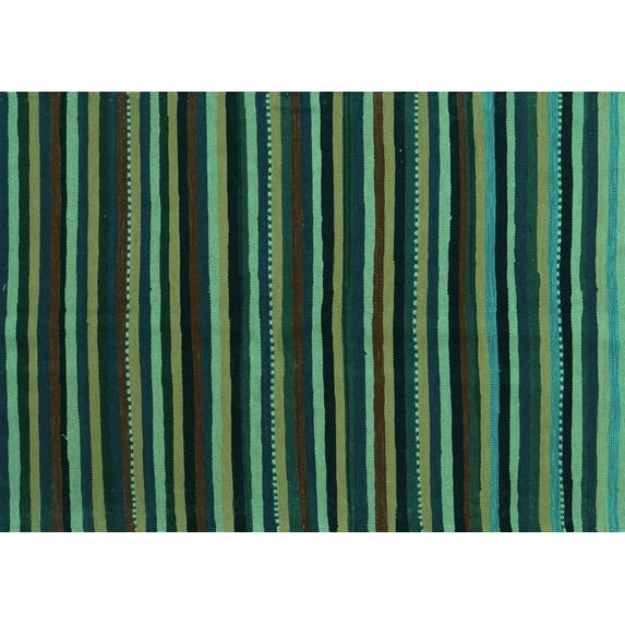 Ahgly Company Indoor Rectangle Abstract Turquoise Blue Contemporary Area Rugs, 2' x 5'