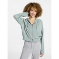thumbnail image 3 of Athletic Works Women's Mineral Wash French Terry Cropped Zip Hoodie, Size XS-XXXL, 3 of 7