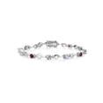 thumbnail image 2 of Gem Stone King 925 Sterling Silver White Created Sapphire and Red Rhodolite Garnet and White Lab Grown Diamond Bracelet for Women (2.75 Cttw, Gemstone September Birthstone, Round 4MM, 7 inch), 2 of 3