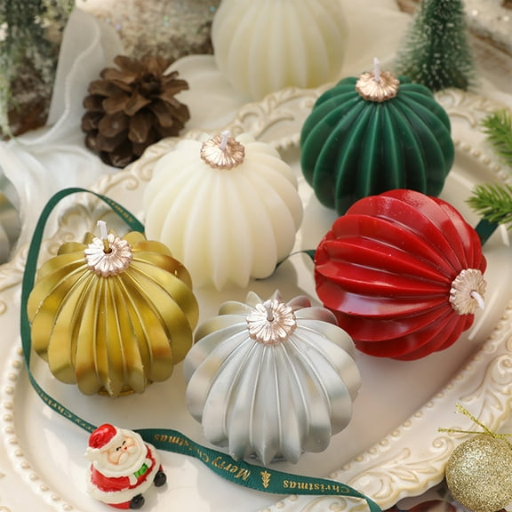 Nkmbld Candles for Home Scented, Christmas Scented Candle Spherical Souvenir Fragrance Smoke-Free Wax for Xmas Home Party Room Table Decoration, Gold