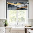 thumbnail image 2 of Blue Gold Gray Marble Valances for Windows Farmhouse Kitchen Curtains Valances Rod Pocket Valance Curtains for Kitchen Windows Modern Abstract Mountain Art Window Valances for Bathroom 54"x18", 2 of 6