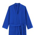 thumbnail image 3 of SHTXOZHI Mens Long Sleeve Robes Adjustable Tie Belt Bathrobe V-Neck Spa Robe Winter Textured Sleepwear with Pocket, 3 of 4