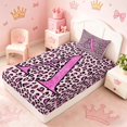 thumbnail image 5 of meiyoeat Glitter Leopard Print Letter A Twin Sheet Sets, Girls Teens, Pink Sparkle Monogrammed Bedding, 3 Pieces, 1 Flat Sheet, 1 Fitted Sheet and 1 Pillowcase, 5 of 6