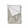 thumbnail image 2 of Taupe Soft Flannel Fleece Throw Blanket, Lace Like Framework Borders with Details Delicate Intricate Retro Dated Print, Cozy Plush for Indoor and Outdoor Use, 50" x 60", Taupe, by Ambesonne, 2 of 6