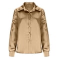 thumbnail image 5 of Admvng Women's Satin Work Shirt Long Sleeve Button Down Blouse for Office Formal Wear, 5 of 6