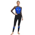 thumbnail image 1 of Jizyo Combinaison Intégrale de Danse à Manches Longues pour Femmes, Brillante avec Strass, une Pièce, Bleu, M, 1 of 7