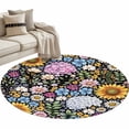 thumbnail image 2 of Round Area Rug 4 Ft, Sunflower Washable Non-Slip Circle Carpet for Living Room/Bedroom, Colorful Flowers Summer Botanical Low-Profile Crawling Mats Collection Rugs for Indoor, 2 of 7