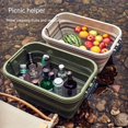 thumbnail image 3 of 1set Outdoor Camping Folding Storage Box, With Wooden Lid, Picnic Basket Table Set, Field Cooking Hiking Camping Storage Basket, Camping Food Drink Storage Basket, For Camping Picnic Car Trunk, 3 of 23