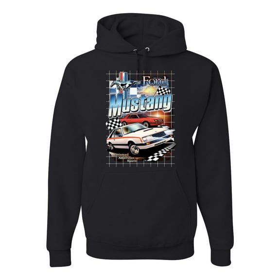 Wild Bobby, Mustang Untamed American Spirit Ford Cars and Trucks Unisex Graphic Hoodie Sweatshirt, Black, Small