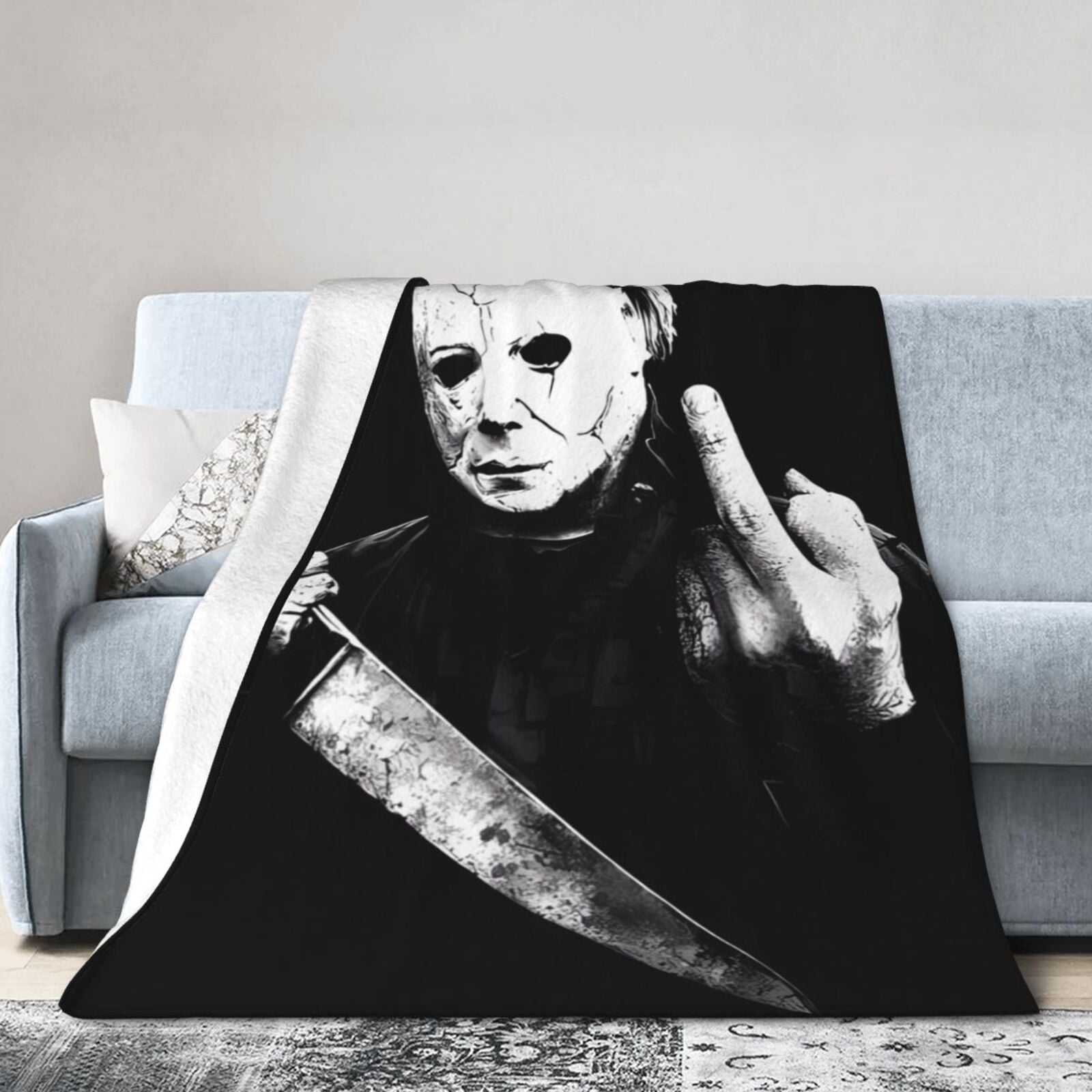 Jason Voorhees Flanell-Decke – Halloween Horror Design, Super Weich, Leicht, Waschbar, Verschiedene Größen