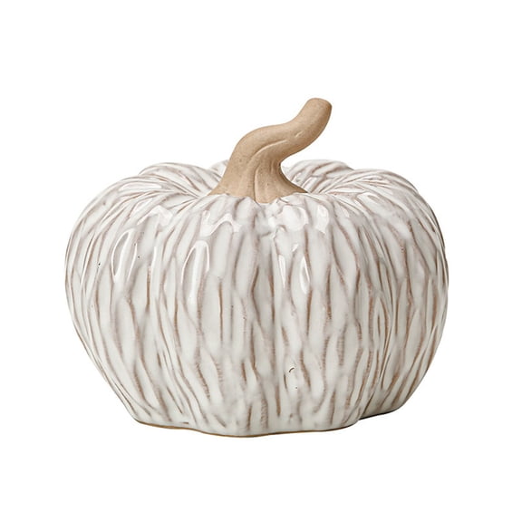 Elainilye Ceramic Pumpkin Set, Cream Embossed Distressed Texture, Table Centerpiece, Fall Thanksgiving Decor, Home Decoration