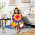 thumbnail image 4 of Wearable Blanket,Colorful Tie Dye Mandala Hooded Wearable Flannel Blanket for Adults & Teens,Winter Poncho Shawl Wrap Cape Cozy Anti-Pill,50"x60", 4 of 5
