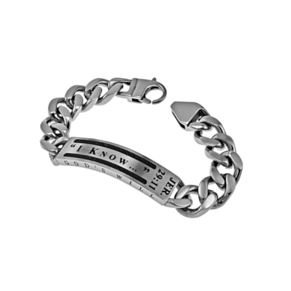 JEREMIAH 29:11 Men's Religious Bracelet, Stainless Steel with Cable Style