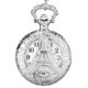 thumbnail image 1 of Reloj de bolsillo de aleación con patrón hueco vintage plateado con personalidad de moda (torre de hierro), 1 of 2