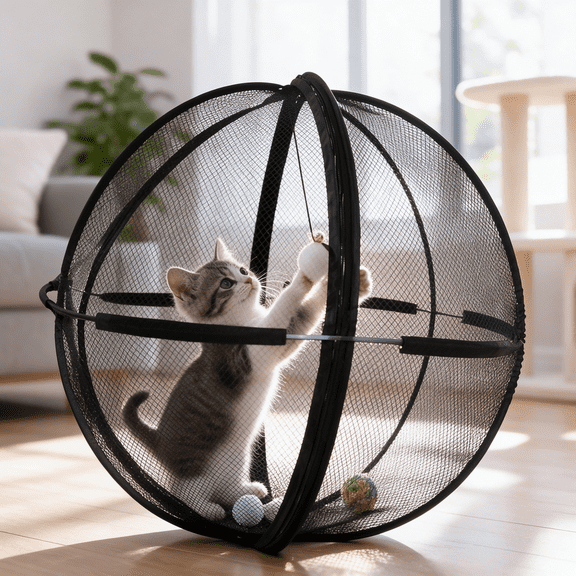 Catsphere Portable Outdoor Mesh Cat Enclosure 17" Breathable Foldable Pet Sphere for Secure Outdoor Adventures