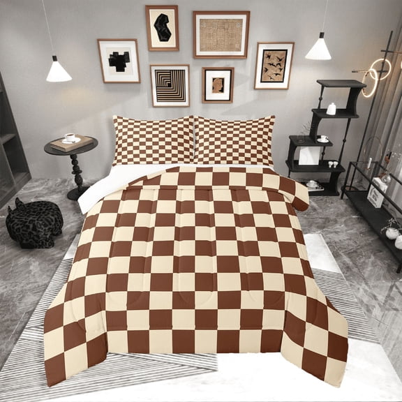 Erosebridal Teens Lattice Checkerd Bedding Twin Comforter Set,Buffalo Plaid Down Comforter,Teens Bedroom Decor,Lightweight,2-Piece