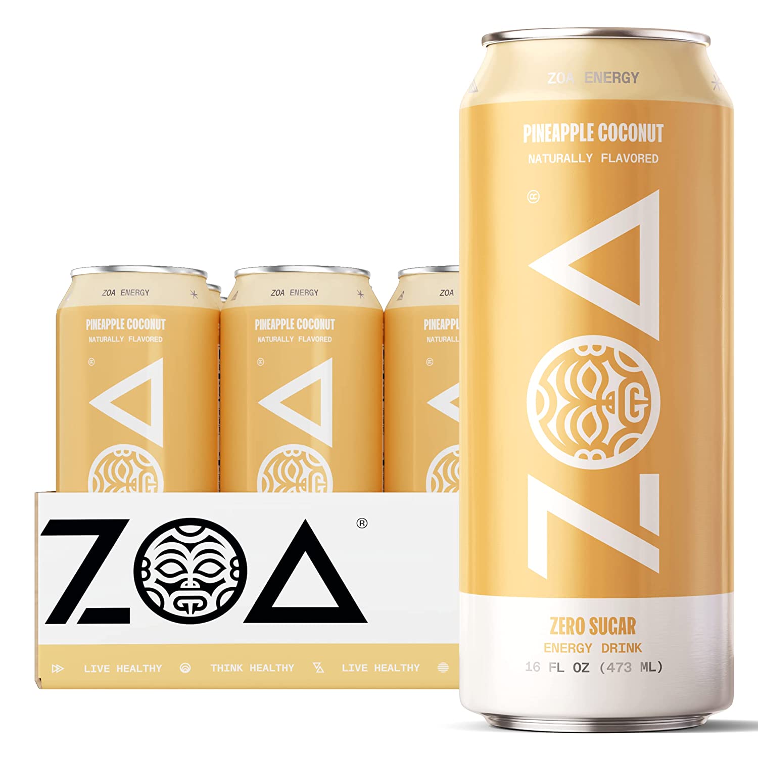 ZOA Zero Sugar Energy Drinks Healthy Energy Formula with Vitamins