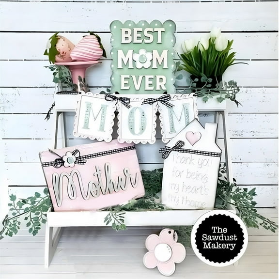 Heartfelt Mother's Day Wall Decor Set Best Mom Ever Sign, Flower Accents, Perfect Gift for Mother's Day