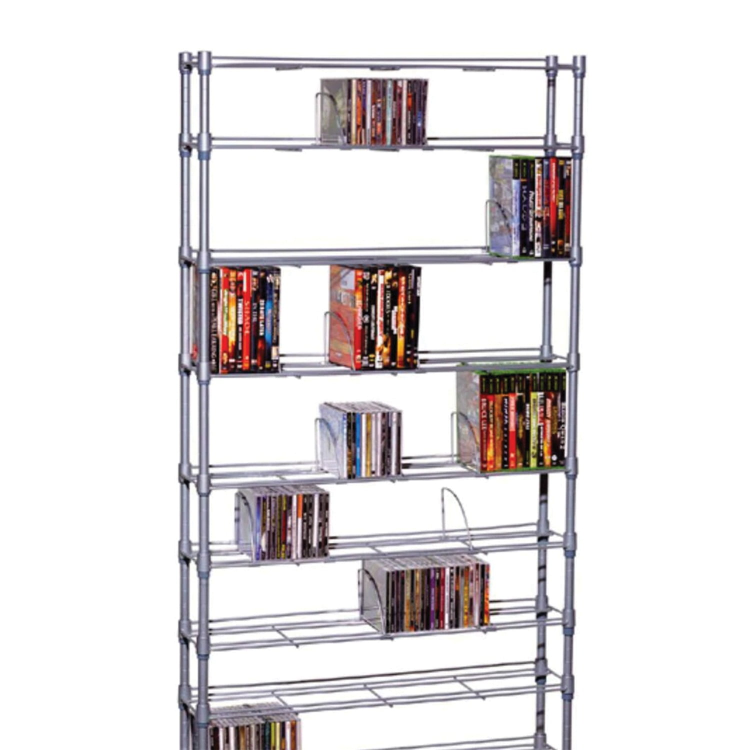 Atlantic 77" Maxsteel 12-Tier Heavy Gauge Steel Multimedia Storage Rack (864 CDs, 450 DVDs, 490 BluRays), Silver