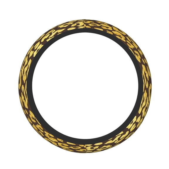 Car Steering Wheel Cover For Men Women Elastic Non-Slip Car Steering Wheel Covers Protector Universal 15 Inch Gold Leopard