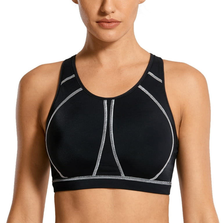 SYROKAN Women's High Impact Padded Supportive Wirefree Full Coverage Sports  Bra 
