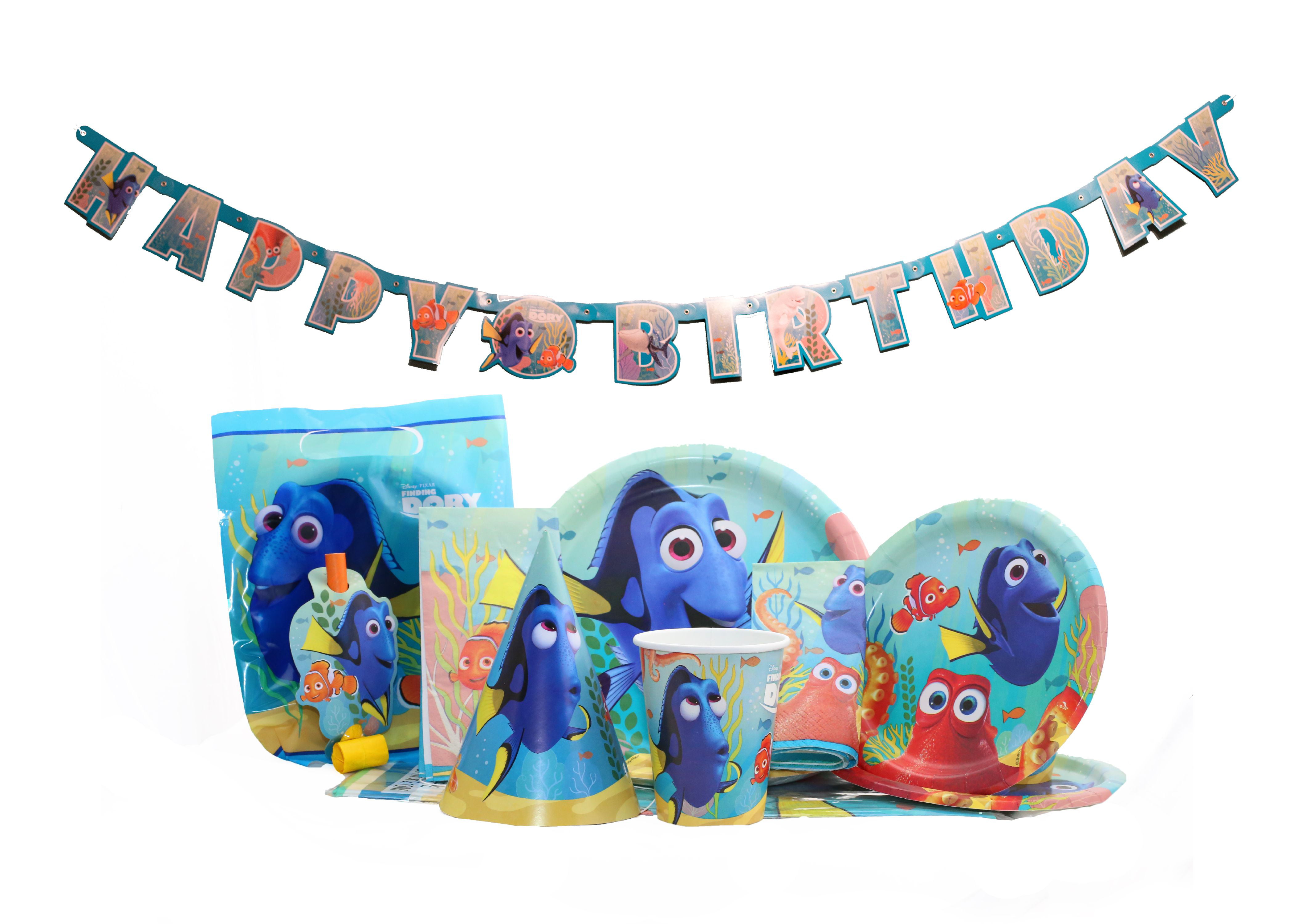 Disney Finding Dory 6 Item Party Bundle Table Cover Plates Cups Napkins Bags....