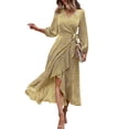 thumbnail image 2 of Vestido de tirantes de manga larga para mujer, vestido floral con cintura cruzada Vestido cruzado de manga larga para mujer Vestido de manga larga con vuelo Tecnología avanzada, 2 of 8
