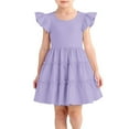 thumbnail image 4 of GJSYRH Toddler Girls Dress Ruffle Sleeveless Tiered Swing Twirly Dresses Cute Summer Beach Sundress with Pocket Purple 4-5 Years, 4 of 5
