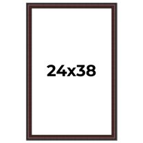 24x38 Frame Brown Round Mahogany Solid Wood Picture Frame | 1.625 Inch Moulding Width | with UV