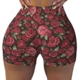 thumbnail image 2 of Balery Rose Flowers Printed Workout Shorts for Women Seamless Scrunch Short Gym Yoga Running Sport Active Exercise Fitness Shorts-Large, 2 of 8
