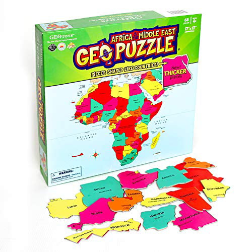 GeoToys — GeoPuzzle Africa and the Middle East — Educational Kid Toys for Boys and Girls 65 Piece Geography Jigsaw Puzzle Jumbo Size Kids Puzzle — Ages 4 and up 