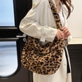 thumbnail image 4 of Jiibva Women Plush Leopard Print Bag Underarm Shoulder Bag Large Capacity Handbag Winter Plush Shopping Tote Bag, 4 of 7