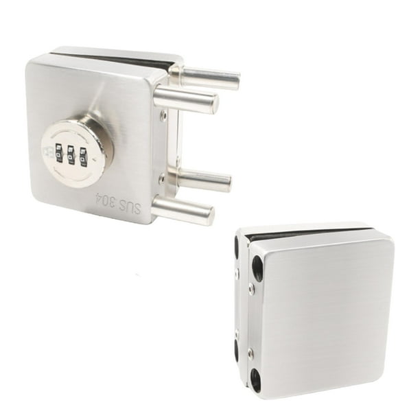 Cerradura para puerta corrediza de vidrio con contraseña mecánica para oficinas y hoteles. Puertas dobles cuadradas