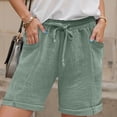 thumbnail image 2 of larppty Women Shorts for Seniors Summer Casual High Waisted Drawstring Wide Leg Womens Gauze Short Shorts（Light Green， L）, 2 of 8