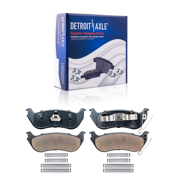Detroit Axle - Rear Ceramic Brake Pads w/ Hardware Replacement for 2003-2006 Jeep Liberty Wrangler TJ