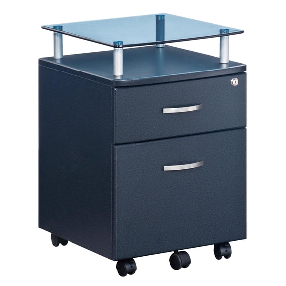 Scranton & Co 2 Drawer Wood Mobile File Cabinet in Graphite