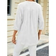 thumbnail image 6 of Biezeib Women's Henley Shirts 3/4 Sleeve Notched V Neck Solid Color Textured Tops Summer Blouses, 6 of 6