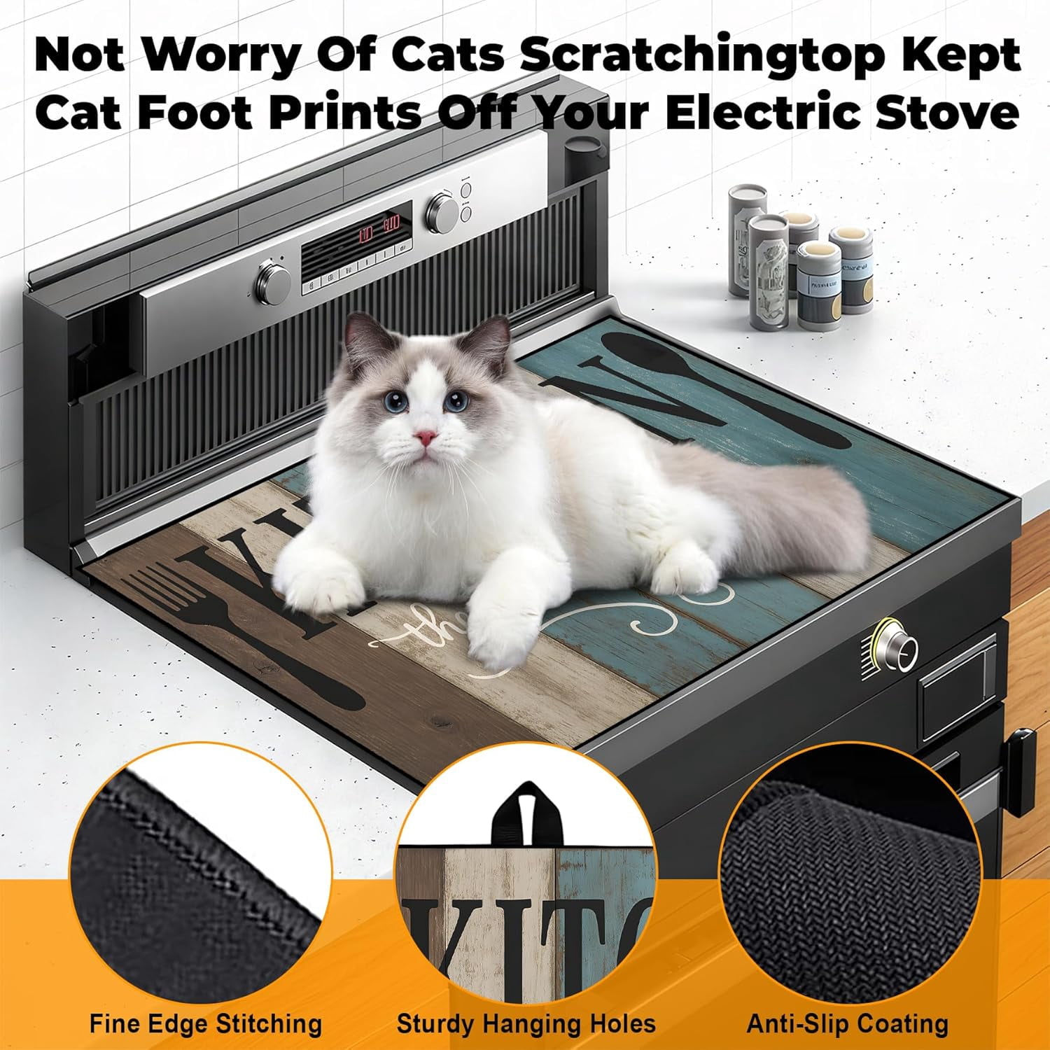 Heat-Resistant Glass Stove Top Cover with Anti-Slip Rubber Coating – Electric Stove Protector, Scratch-Resistant, Counter Space Decor Mat (board, 28.5"L x 20.5"W)