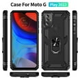 thumbnail image 4 of for Motorola Moto G Play 2023 6.5-inch Phone Case, Impact Resistant Metal Ring Magnetic Support Kickstand Drop Protector Cover for Motorola Moto G Play 2023 6.5-inch,Black,For Moto G Play 2023, 4 of 15