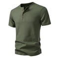 thumbnail image 5 of Bosfbaoi Henley Shirts For Men Waffle Knit Men's Shirts Solid Color Slim Fit Tops Button Placket Casual Tee, 5 of 9