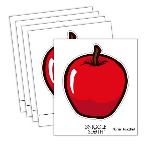 Juicy Apple Fruit Summer Harvest Teacher Car Window Bumper Water Bottle Phone Tablet Laptop Waterproof Vinyl Decal Sticker Set 5-Pack - Gloss Finish - 2.0"