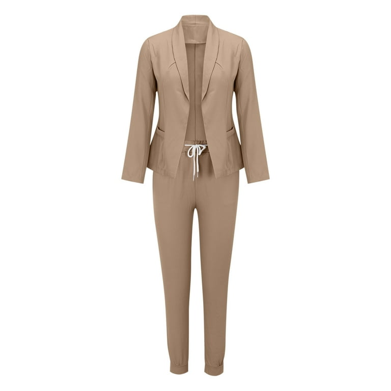 Womens Blazer Suit Set 2 Piece Outfits Casual Plain Trouser Suits Long  Sleeve Open Front Blazer Jacket Trousers Solid Work Business Office Wedding