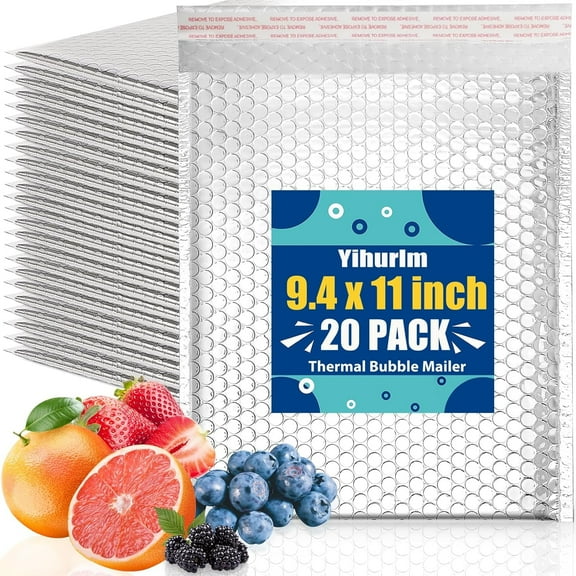 Thermal Bubble Mailer,8 x 11" Metallic Bubble Mailers,Waterproof Padded Envelopes,Self Seal Cool Bubble Mailers,Foil Mailing Envelopes,Insulated Shipping Bags for Cold Shipping (Silver 20PCS)