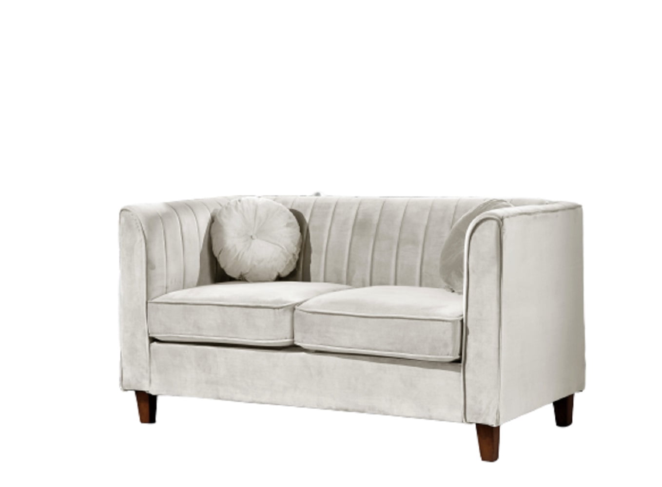 Uspridefurniture Arcola 55'' Velvet Rolled Arm Loveseat, Beige