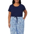 thumbnail image 3 of Carole Hochman Ladies' 4-Piece Cotton Pajama Set Short Sleeve Top, Tank Top, Short, and Capri Pant with Pocket, Solid and Floral Sleepwear for Women (XL, Navy Blue), 3 of 8